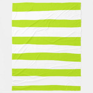 Couverture Polaire Des rayures inégales dans la chaux Vert et Blanc