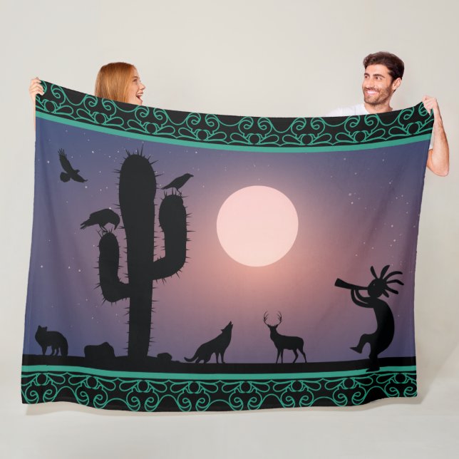 Couverture Polaire Desert Animaux Kokopelli Fleece Blanket (En situation)