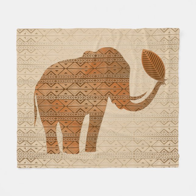Couverture Polaire Design d'art tribal des éléphants (Devant (Horizontal))