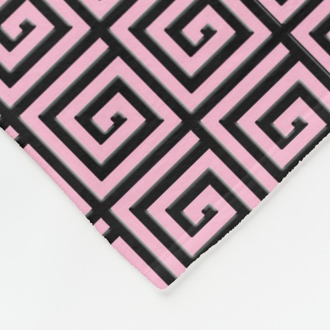Couverture Polaire Design de clé grecque - rose et noir (Coin)