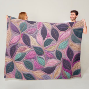 Couverture Polaire Design Feuille bleu pourpre courbé