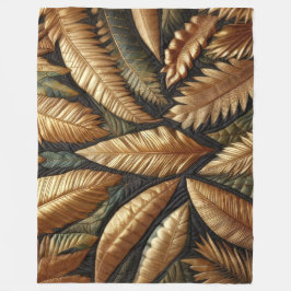 Couverture Polaire Design Feuille Tropical Or Quilé