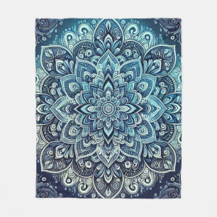 Couverture Polaire Design Mandala dégradé bleu