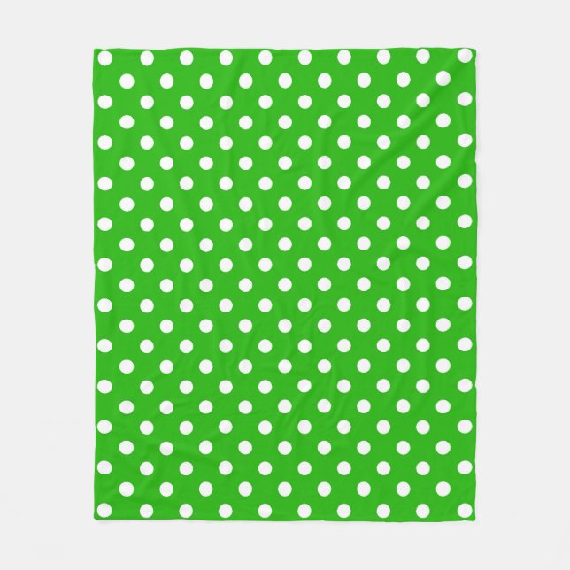 Couverture Polaire Design Pois blanc vert (Devant)
