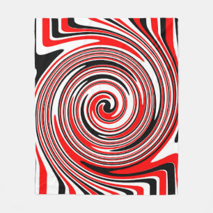Couverture Polaire Design psychédélique rouge blanc et noir