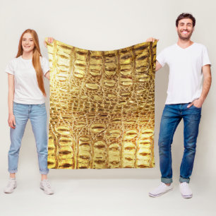 Couverture Polaire Designer Alligator Crocodile Skin brillant Or