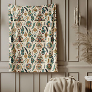 Couverture Polaire Designs géométriques traditionnels dynamiques ethn
