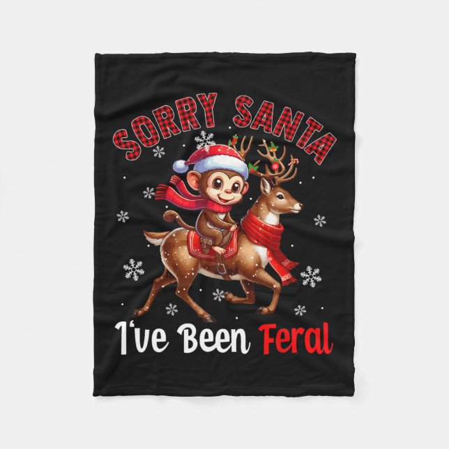 Couverture Polaire Désolé d'avoir été feral Christmas Père Noël Monke (Devant)