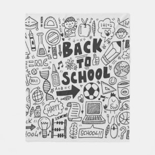 Couverture Polaire dessin à la main élément école doodé