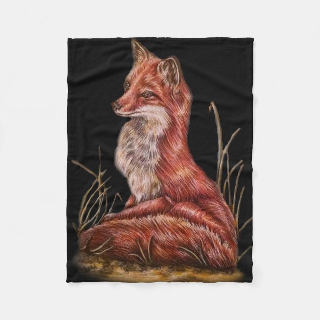 Couverture Polaire Dessin animal rouge d'art de Fox ce que le renard (Devant)