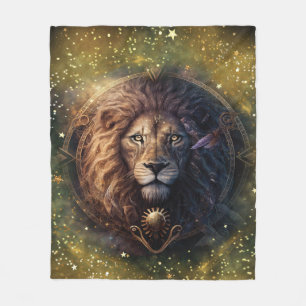 Couverture Polaire Dessin aquarelle Signe du zodiaque Lion