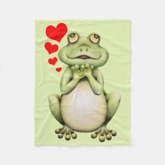 Couverture Polaire Dessin d'amour de grenouille (Devant)