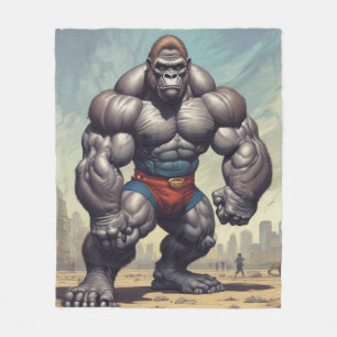 Couverture Polaire Dessin d'art pop de Gorilla Bodybuilder