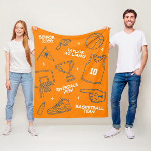 Couverture Polaire Dessin de Doodle de Basketball Nom Personnalisé So