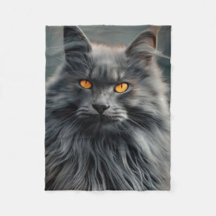 Couverture Polaire Dessin de portrait de chat majestueux à poils long