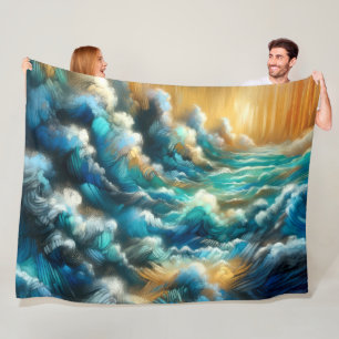 Couverture Polaire Dessin dur Pastel qui écrase des vagues