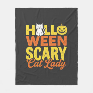 Couverture Polaire Dessin Halloween Dame Chat Effrayant_1
