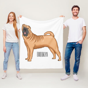 Couverture Polaire dessin humoristique chinois de chien Shar-Pei
