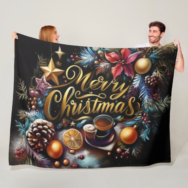 Couverture Polaire Dessin pastel d'un Whimsical de Noël (En situation)