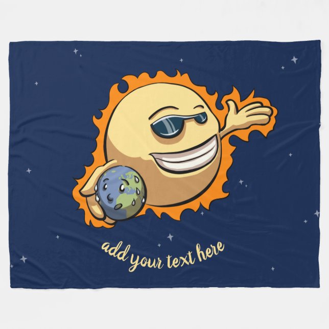 Couverture Polaire Dessin sur le changement climatique Sun & Earth (Devant (Horizontal))