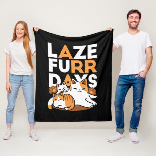 Couverture Polaire Détendez-vous Art Chat - 'Laze Furr Days' pour les