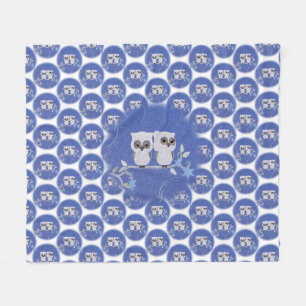 Couverture Polaire Deux petits hiboux blancs plaid en laine