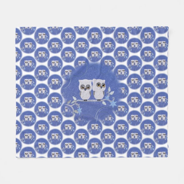 Couverture Polaire Deux petits hiboux blancs plaid en laine (Devant (Horizontal))