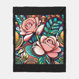 Couverture Polaire Deux Roses : Un Arrangement Floral À Motifs
