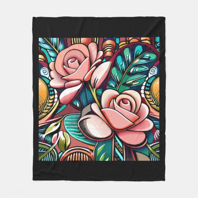 Couverture Polaire Deux Roses : Un Arrangement Floral À Motifs (Devant)