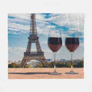 Couverture Polaire Deux verres de vin avec la tour Eiffel
