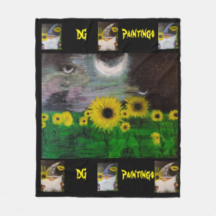 Couverture Polaire DG Peintures Tournesols Mystiques avec Gnomes