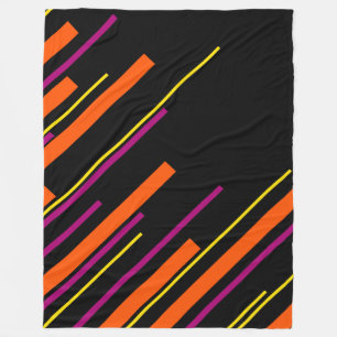 Couverture Polaire Diagonales - Noir, rose, orange et jaune