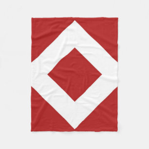 Couverture Polaire Diamant rouge, Bordure blanche en gras