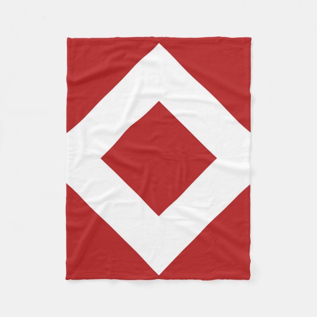 Couverture Polaire Diamant rouge, Bordure blanche en gras (Devant)