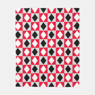 Couverture Polaire Diamant rouge noir blanc géométrique Rhombus