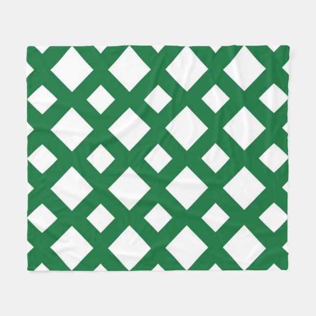 Couverture Polaire Diamants blancs sur vert (Devant (Horizontal))