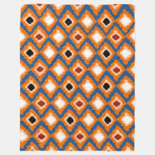 Couverture Polaire Diamants Ikat Orange Moderne Blanche polaire perso