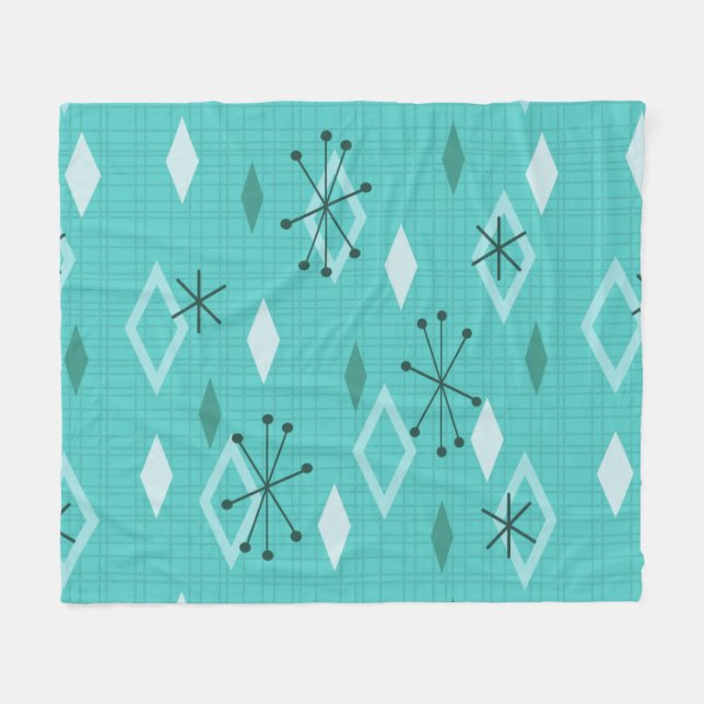 Couverture Polaire Diamants modernes du milieu du siècle Aquamarine (Devant (Horizontal))