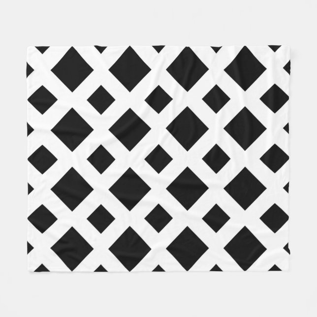Couverture Polaire Diamants noirs en blanc (Devant (Horizontal))