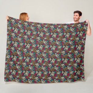 Couverture Polaire Dice crâne rose couronne jeu excentrique motif