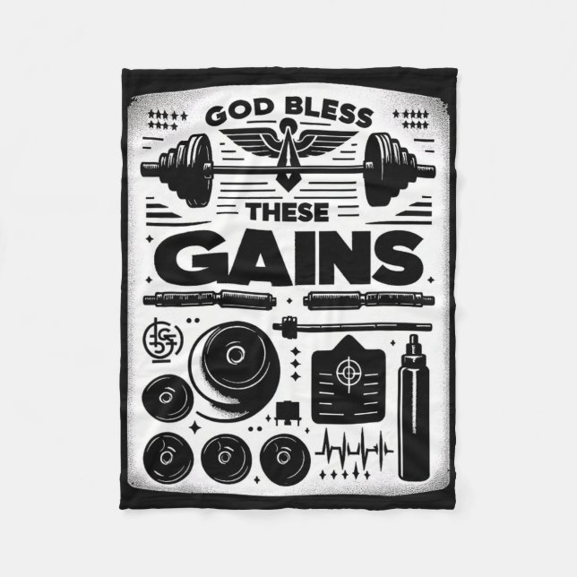 Couverture Polaire Dieu Bénit Ces Gains Muscle Bodybuilding — (Devant)