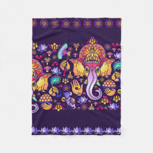 Couverture Polaire Dieu hindou Ganesha et symboles indiens en bande