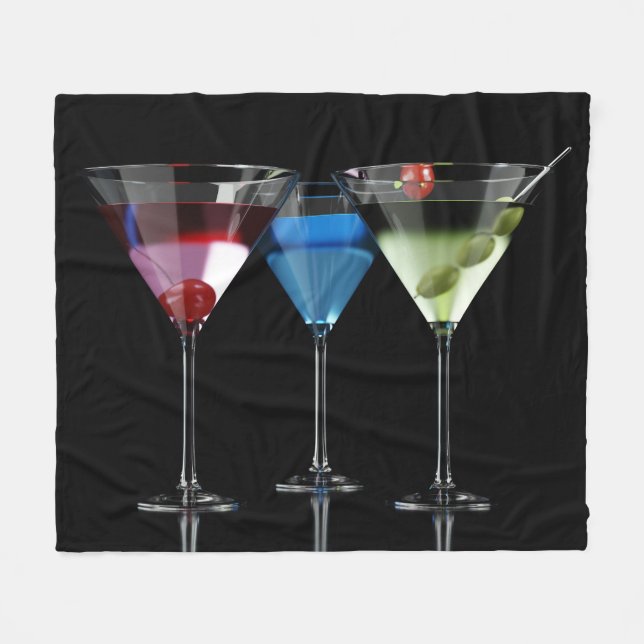 Couverture Polaire Différents cocktails dans des lunettes à martini n (Devant (Horizontal))