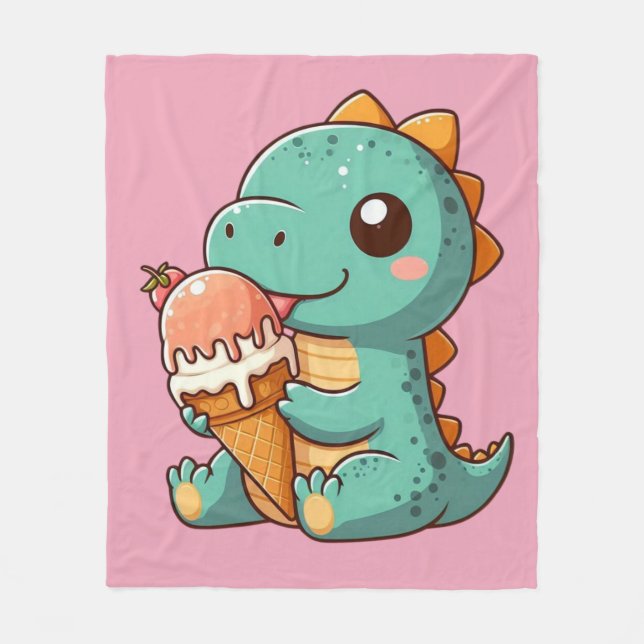 Couverture Polaire Dino mignonne de glace mangeur (Devant)