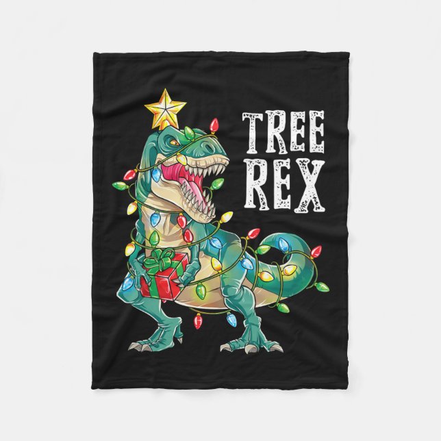 Couverture Polaire Dinosaur Arbre de Noël Rex Pajamas Hommes garçons  (Devant)