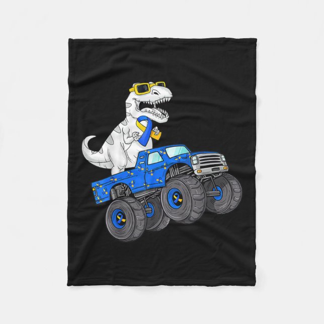Couverture Polaire Dinosaur équitation Camion World Down Syndrome Jou (Devant)