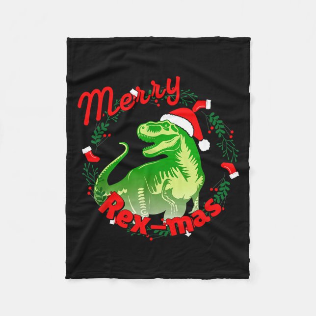 Couverture Polaire Dinosaur Holiday Merry Christmas Juric Tyrannosaur (Devant)