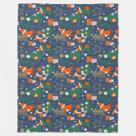 Couverture Polaire Dinosaur Noël Party Blue