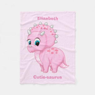 Couverture Polaire Dinosaure mignon de Triceratops de roses pâles