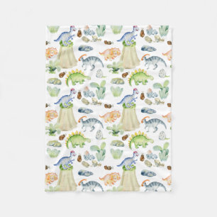 Couverture Polaire Dinosaures aquarelle pour enfants